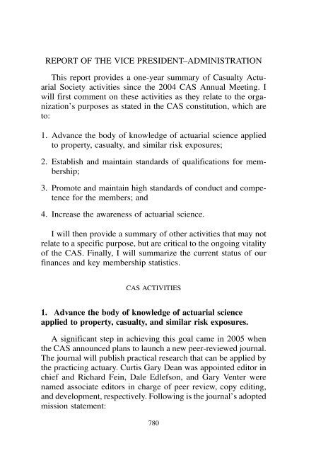 PROCEEDINGS May 15, 16, 17, 18, 2005 - Casualty Actuarial Society