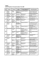 ANNEX List of Projects at Young Innovators' Fair 2007