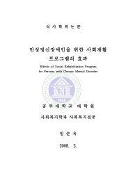 만성정신장애인을 위한 사회재활 프로그램의 효과 - 장애인정책 ...