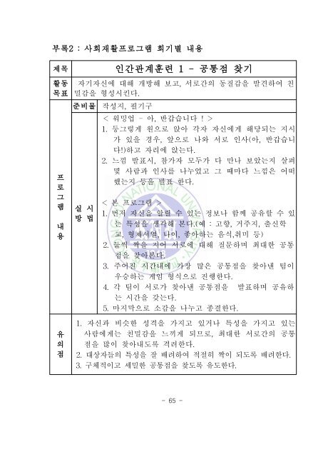 만성정신장애인을 위한 사회재활 프로그램의 효과 - 장애인정책 ...