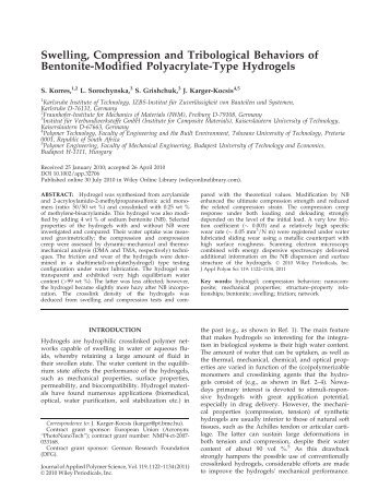 Swelling, compression and tribological behaviors of ...