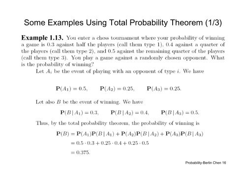 Conditional Probability, Total Probability Theorem and ... - Berlin Chen