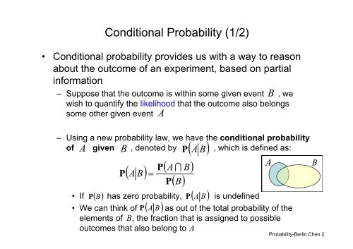 Conditional Probability, Total Probability Theorem and ... - Berlin Chen