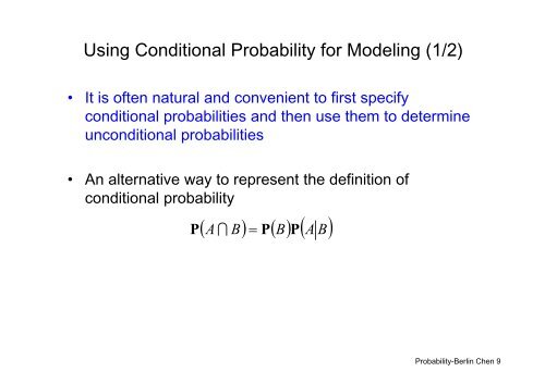 Conditional Probability, Total Probability Theorem and ... - Berlin Chen