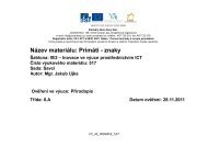 Název materiálu: Primáti - znaky - Základní škola Náměstí Nový Bor