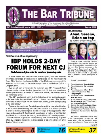 IBP Holds 2-day Forum For Next Cj - Integrated Bar of the Philippines