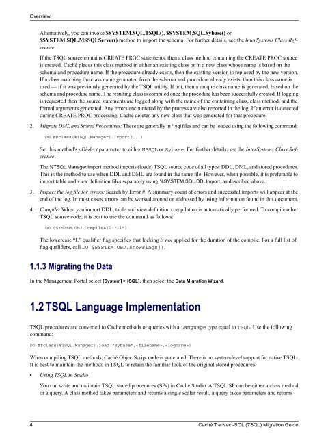 Caché Transact-SQL (TSQL) Migration Guide - InterSystems ...