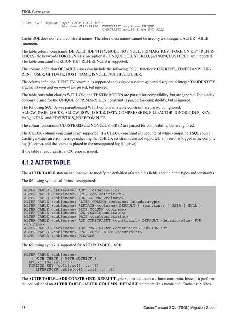 Caché Transact-SQL (TSQL) Migration Guide - InterSystems ...