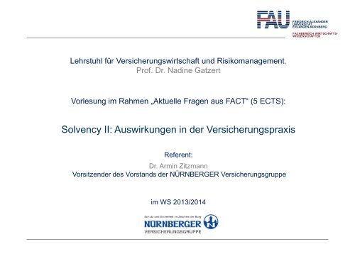 Solvency II: Auswirkungen in der Versicherungspraxis - Friedrich ...