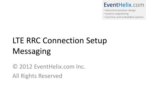 LTE RRC Connection Setup Messaging - EventHelix.com