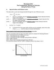 Worksheet #5-2 The Fundamental Theorem of Calculus Using the ...