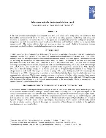 Laboratory Tests of a Timber Trestle Bridge Chord - WSU Timber ...