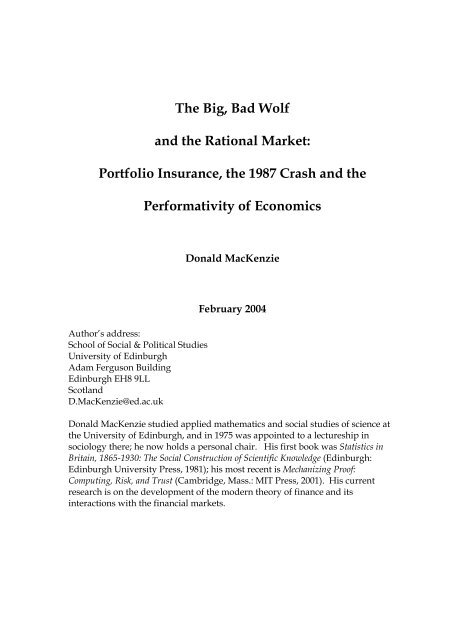 The Big, Bad Wolf and the Rational Market: Portfolio Insurance, the ...