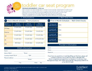 toddler car seat program - Lovelace Health Plan
