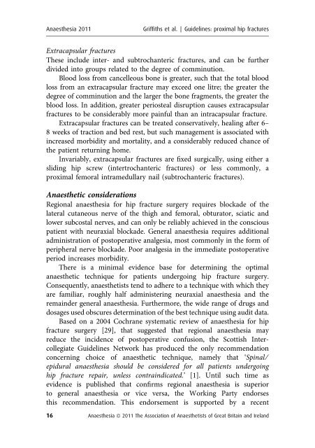 Management of Proximal Femoral Fractures 2011 - aagbi