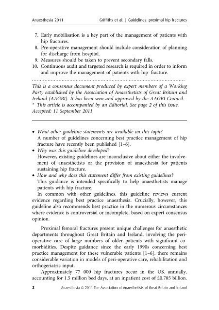 Management of Proximal Femoral Fractures 2011 - aagbi