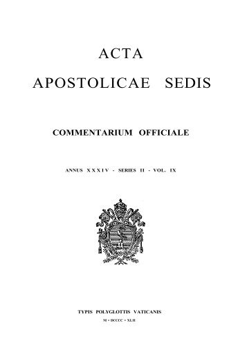 ACTA APOSTOLICAE SEDIS - La Santa Sede