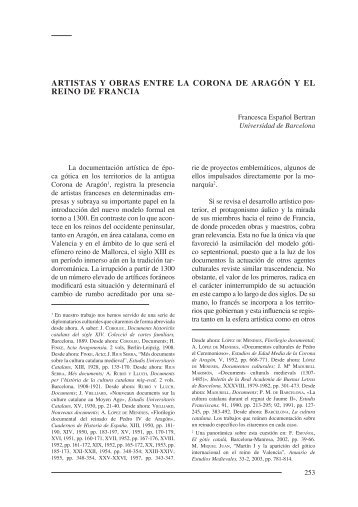 artistas y obras entre la corona de aragÃ³n y el reino de francia