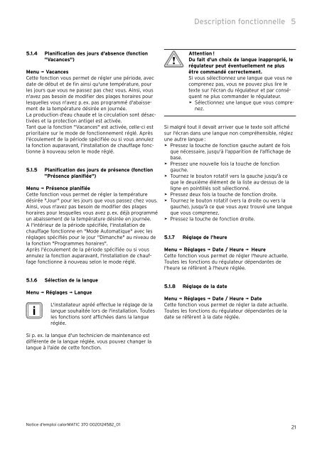 Notice d utilisation calorMATIC VRT 370.pdf - Vaillant