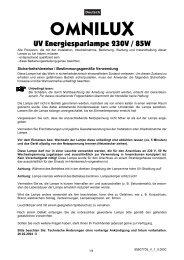 OMNILUX UV 230V/85W E-27 Energiesparlampe User Manual