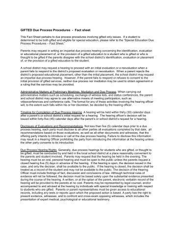 GIFTED Due Process Procedures - Fact sheet