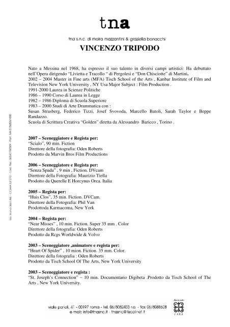 VINCENZO TRIPODO - TNA Artist Management