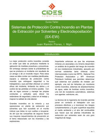 Sistemas de Protección Contra Incendio en Plantas de Extracción ...