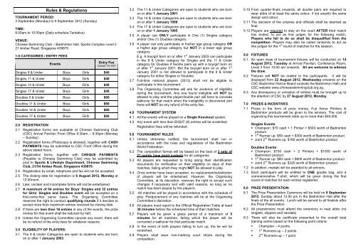 Rules & Regulations - Chinese Swimming Club