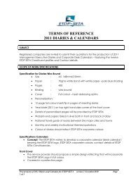 TERMS OF REFERENCE 2011 DIARIES & CALENDARS - ETDP Seta