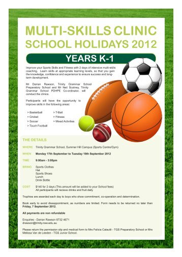 multi-skills clinic school holidays 2012 years k-1 - Trinity Grammar ...