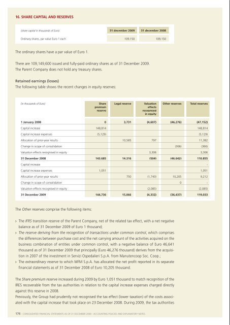 Financial Statements 2009 - Manutencoop