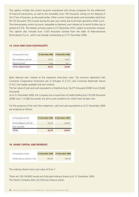 Financial Statements 2009 - Manutencoop