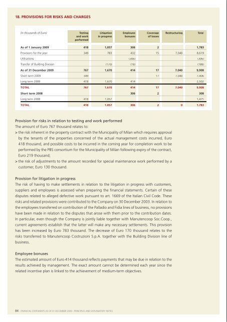 Financial Statements 2009 - Manutencoop