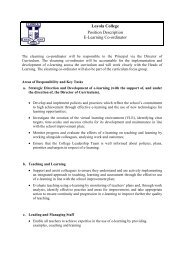 Loyola College Position Description E-Learning Co-ordinator