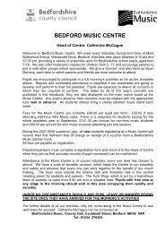 BEDFORD MUSIC CENTRE - Bedfordshire County Council