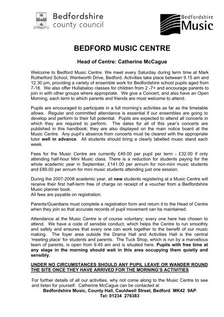 BEDFORD MUSIC CENTRE - Bedfordshire County Council