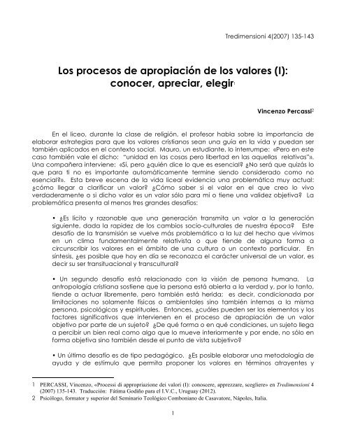 (sp) 3D PERCASSI Los Procesos de apropiaciÃ³n de los valores (I)