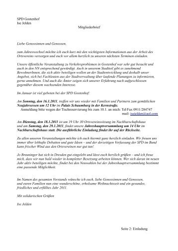 Mitgliederbrief zum Jahreswechsel - SPD Gostenhof