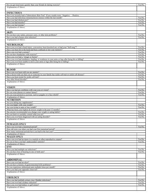 Sports medical evaluation (pdf) - Bethel University