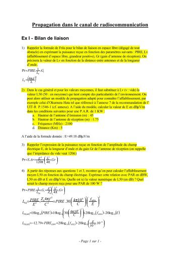 Propagation dans le canal de radiocommunication - Ex I