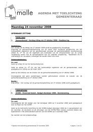 AGENDA MET TOELICHTING GEMEENTERAAD - Gemeente Malle