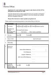 Section 4 bail application form - UK Border Agency