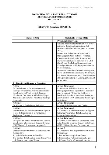 STATUTS (versions 1997/2012) - Eglise Protestante de GenÃ¨ve (EPG)