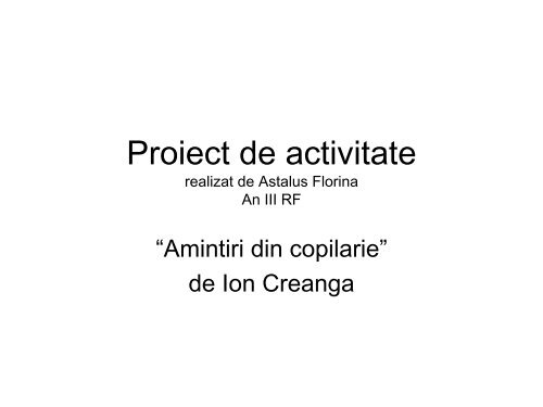 Amintiri din copilarie - Ion Creanga