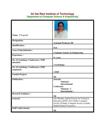 Ms.P. SUGANTHI - Sri Sairam Institute of Technology