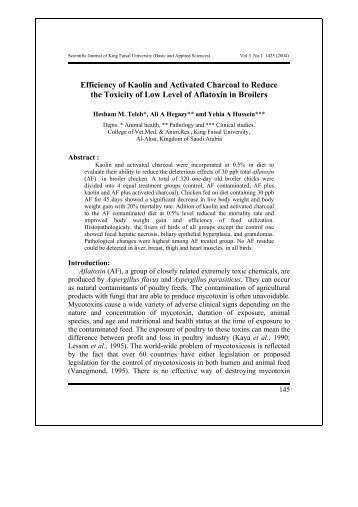 Efficiency of Kaolin and Activated Charcoal to Reduce the Toxicity of ...