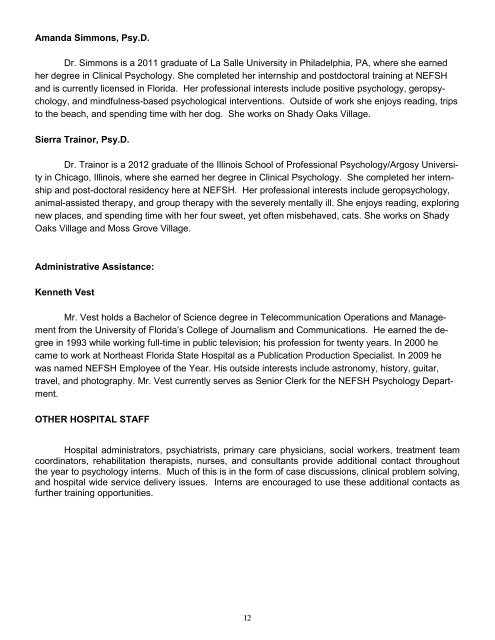 Psychology Internship Brochure - Florida Department of Children ...