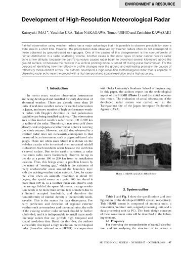 Development of High-Resolution Meteorological Radar - Sumitomo ...