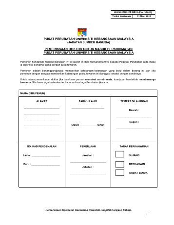 Borang Pemeriksaan Doktor - Jabatan Sumber Manusia - Universiti ...