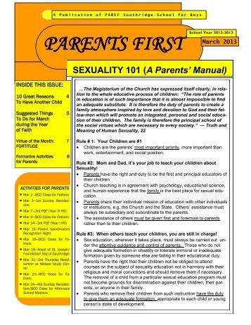 From March 2013 Issue of Parents First - PAREF Southridge School